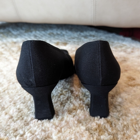 Vintage Stuart Weitzman Leah Square Toe Black Pumps Shoes Women's Size 8.5 N - Picture 8 of 13